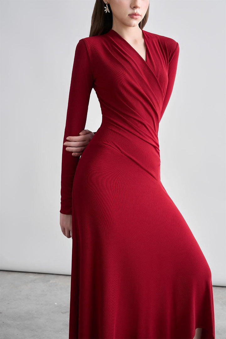 spandex maxi dress Maxi Dress V-Neck Long Sleeves Lycra Spandex Casual Prom Dresses