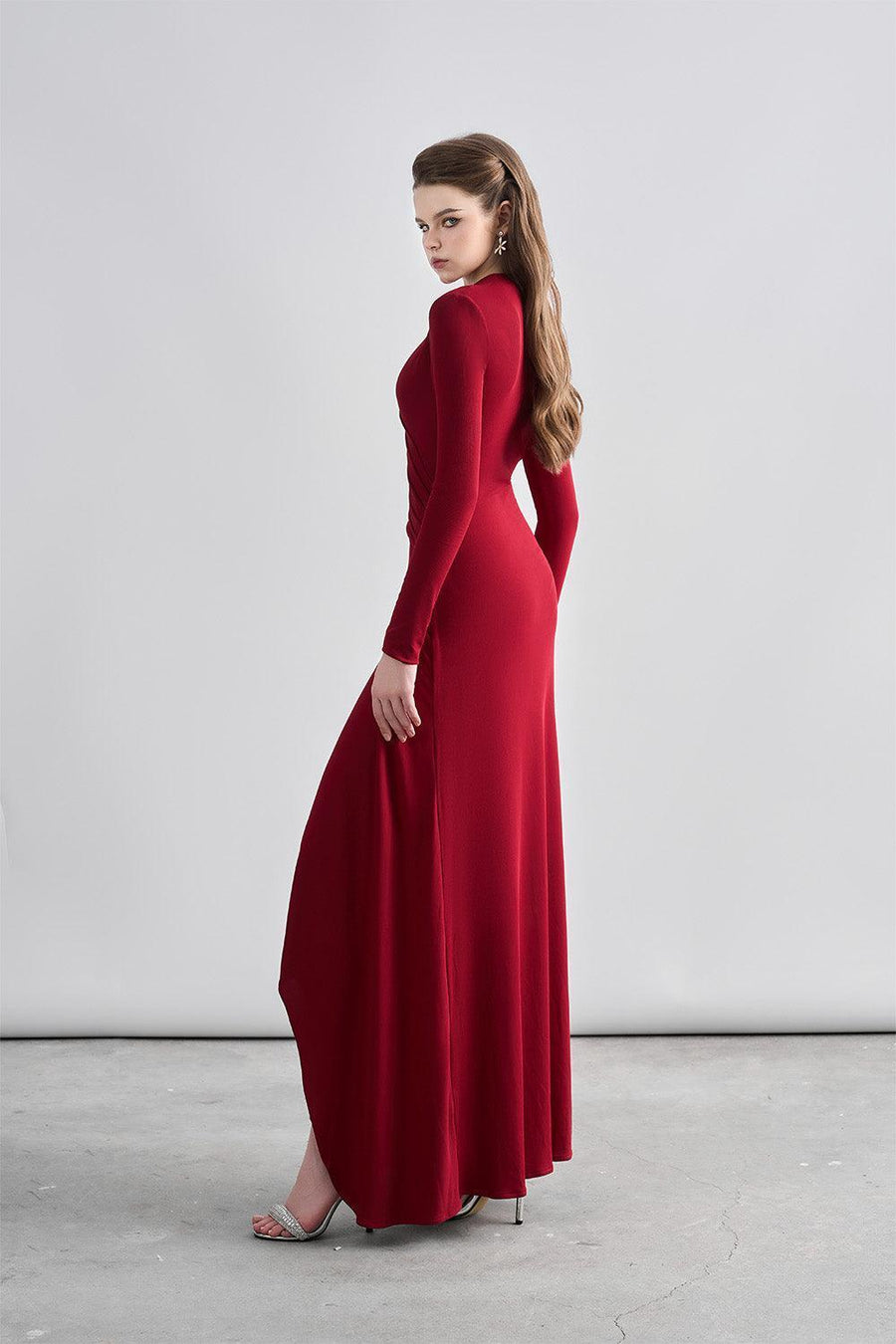 Cali Crossover Asymmetric Spandex Maxi Dress Maxi Dress Cordia