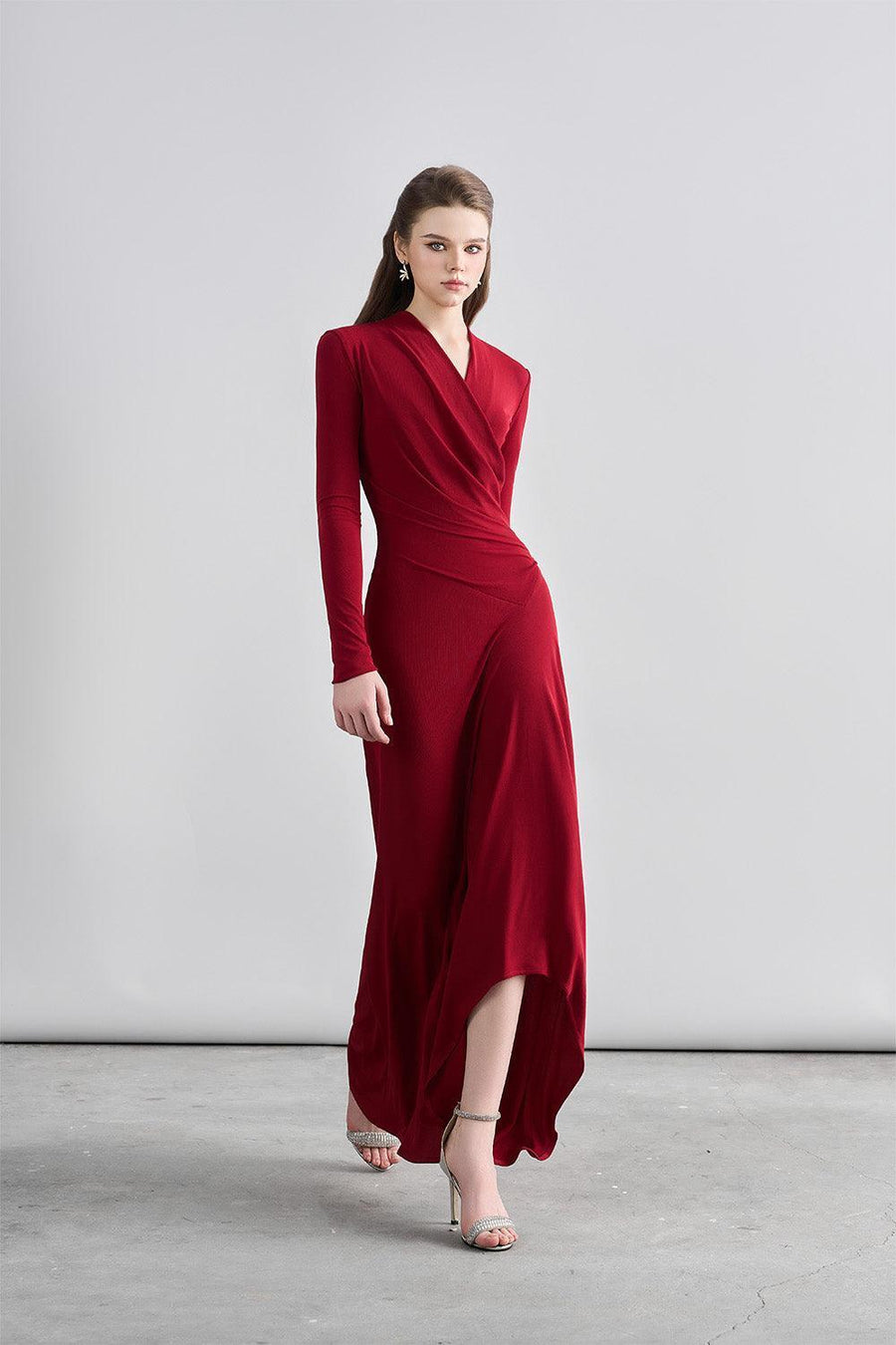 Cali Crossover Asymmetric Spandex Maxi Dress Maxi Dress Cordia