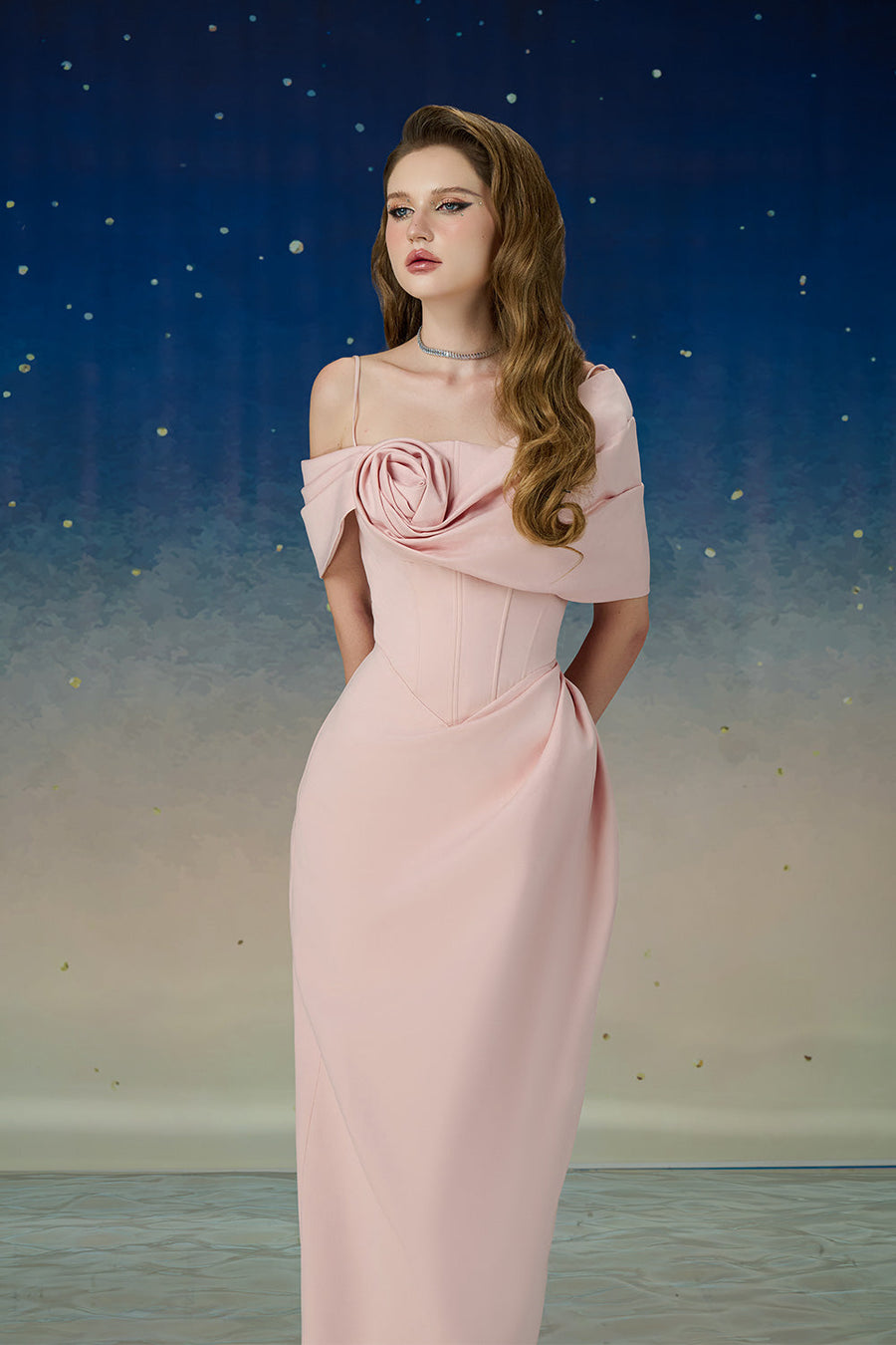 Elara Sheath Asymmetric Shoulder Taffeta Ankle Length Dress Maxi Dress Calista de Minh Thanh