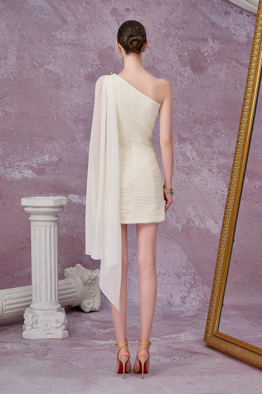 Lunaris Sheath One Shoulder Taffeta Mini Dress Mini Dress Calista de Minh Thanh