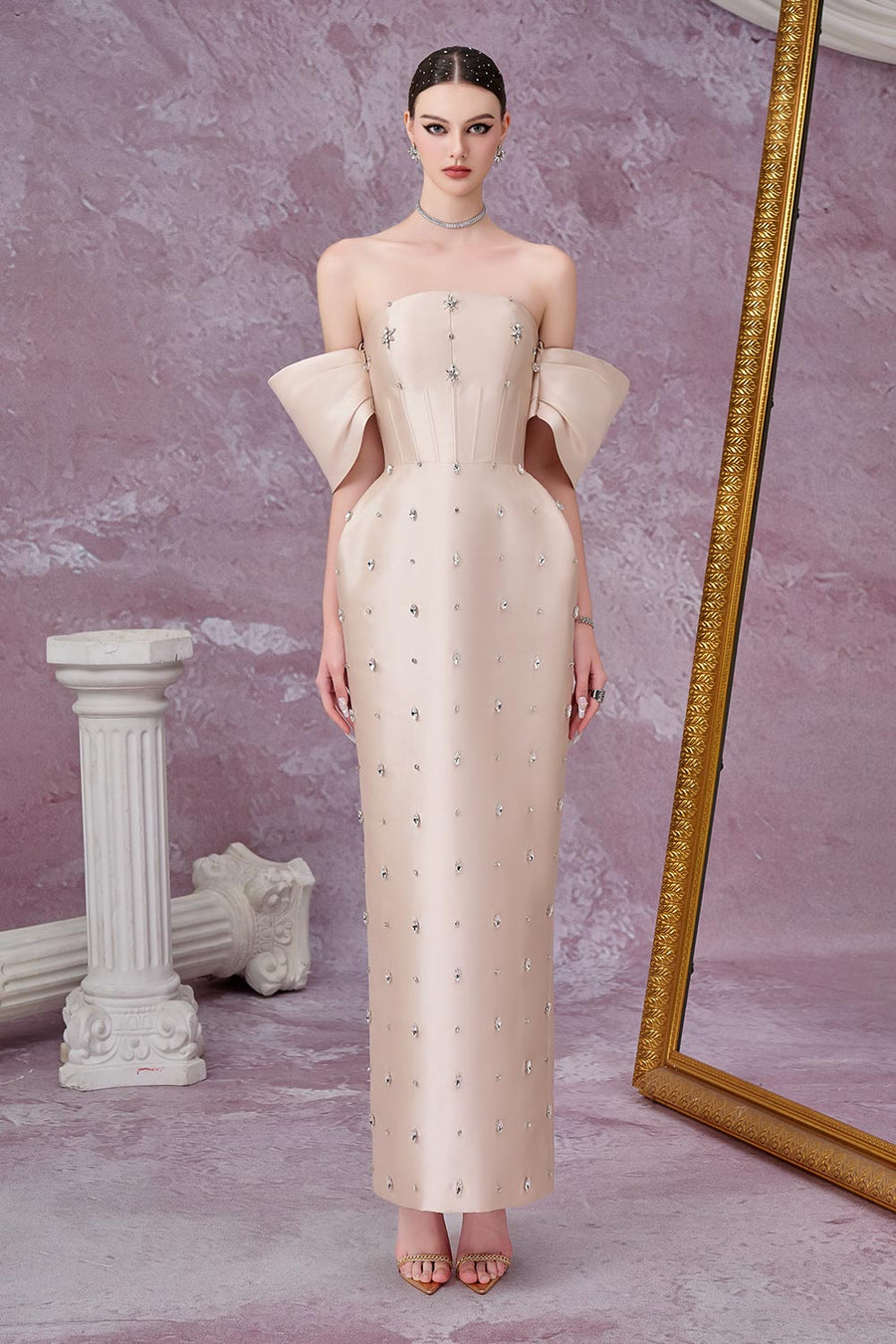 Equinox Pegged Stone Taffeta Ankle Length Dress Gown Dress Calista de Minh Thanh