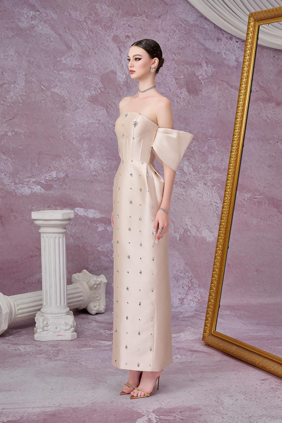 Equinox Pegged Stone Taffeta Ankle Length Dress Gown Dress Calista de Minh Thanh