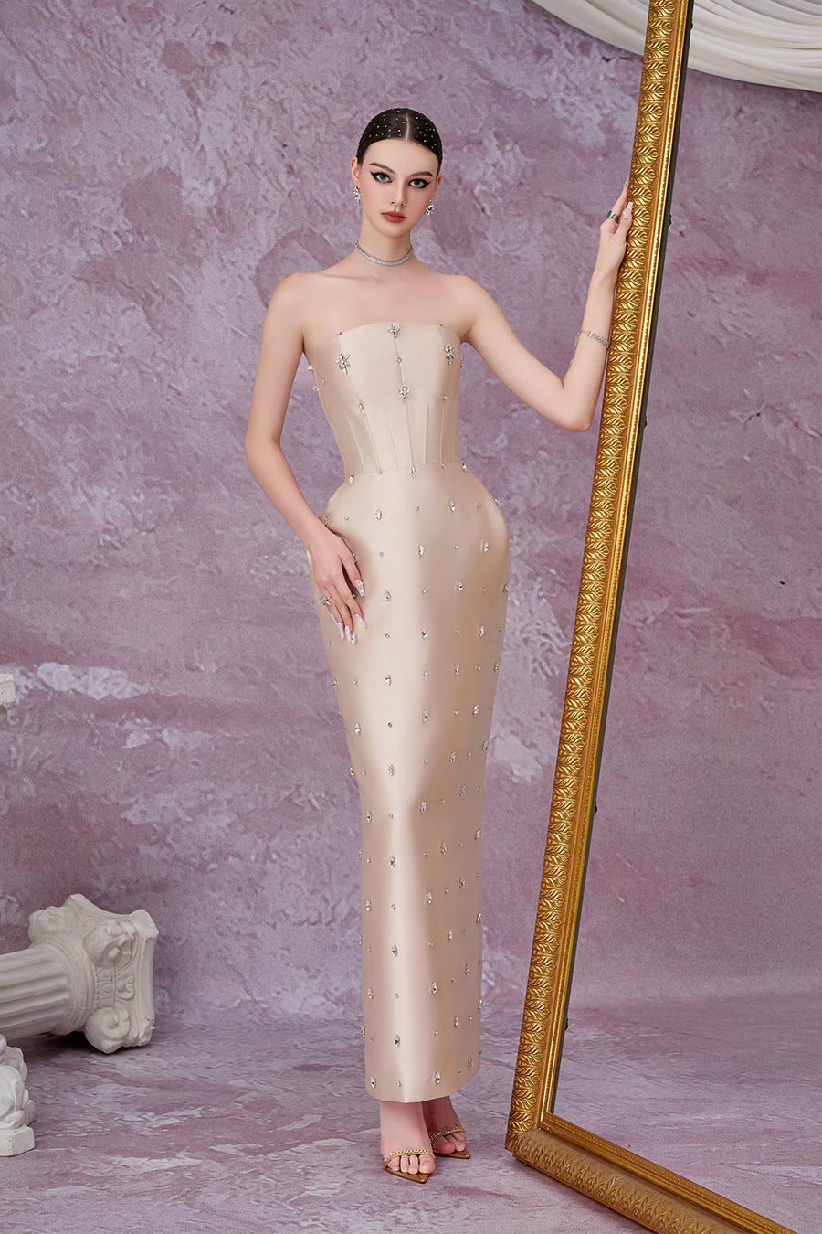 Equinox Pegged Stone Taffeta Ankle Length Dress Gown Dress Calista de Minh Thanh