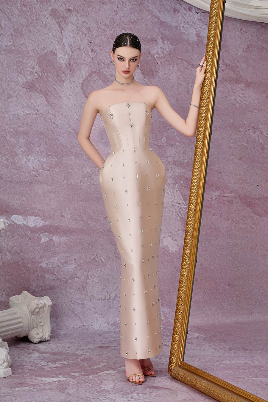 Equinox Pegged Stone Taffeta Ankle Length Dress Gown Dress Calista de Minh Thanh