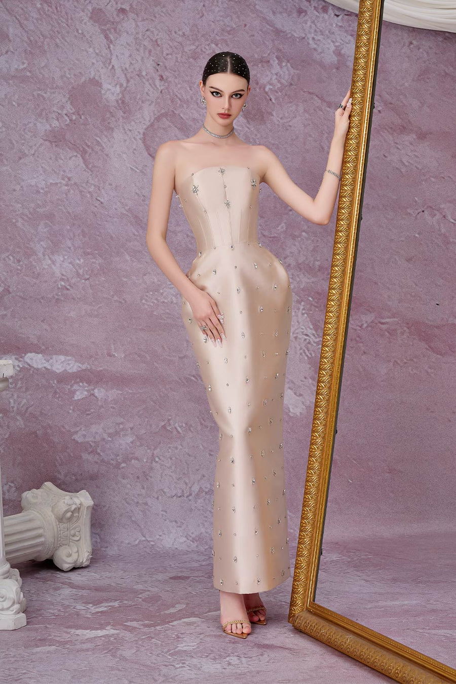 Equinox Pegged Stone Taffeta Ankle Length Dress Gown Dress Calista de Minh Thanh