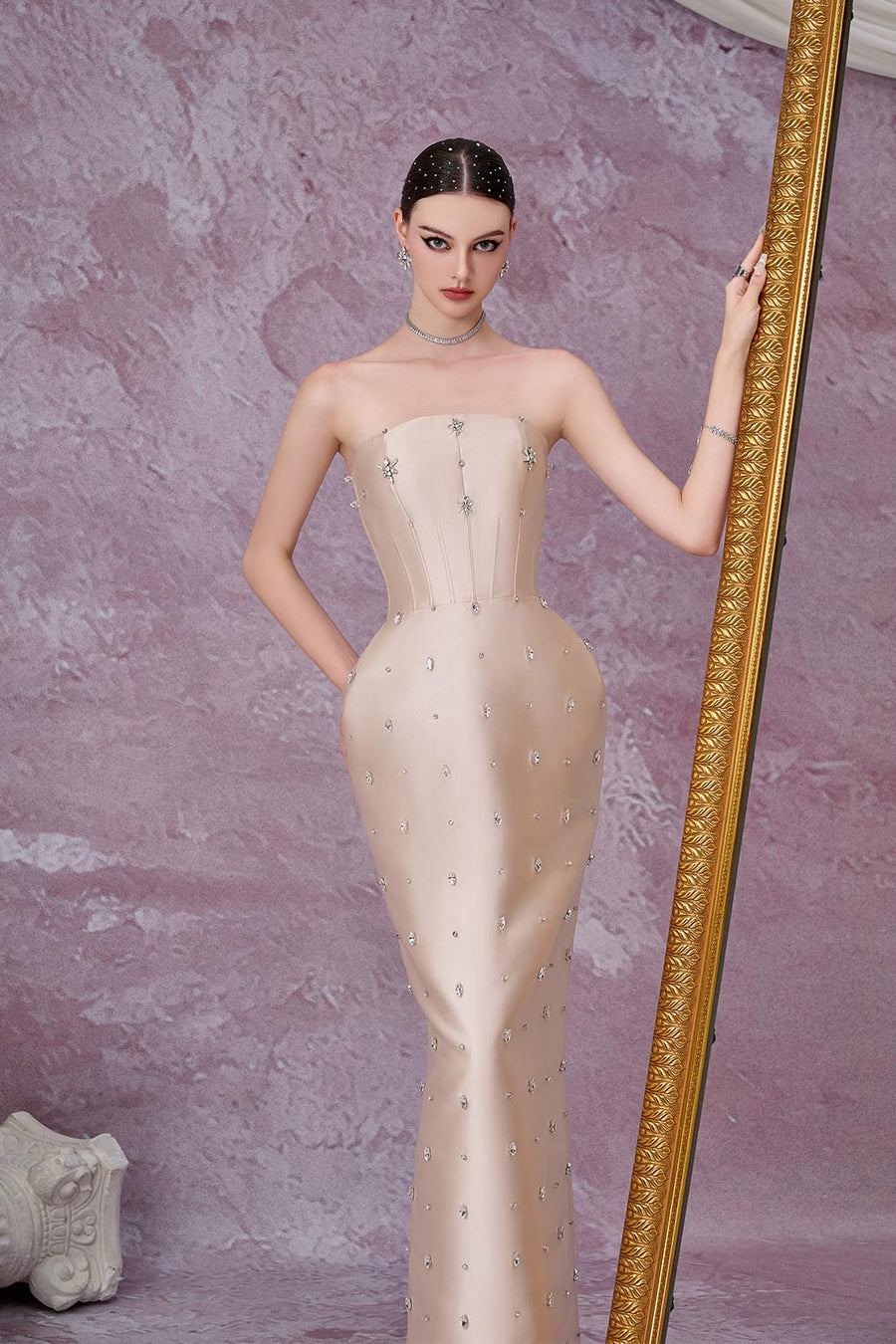 Equinox Pegged Stone Taffeta Ankle Length Dress Gown Dress Calista de Minh Thanh