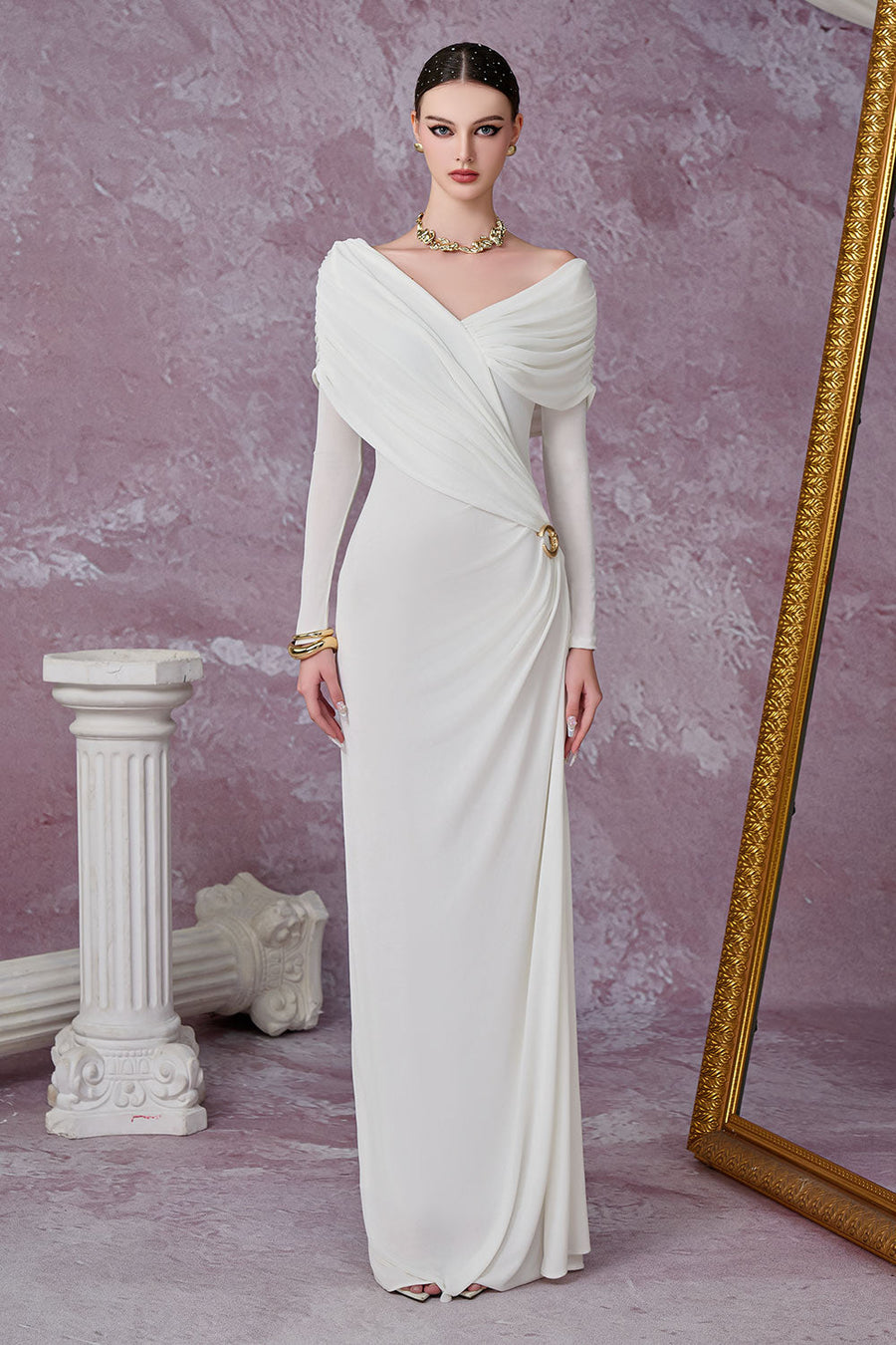 Aether Sheath Gathered Spandex Floor Length Dress Gown Dress Calista de Minh Thanh