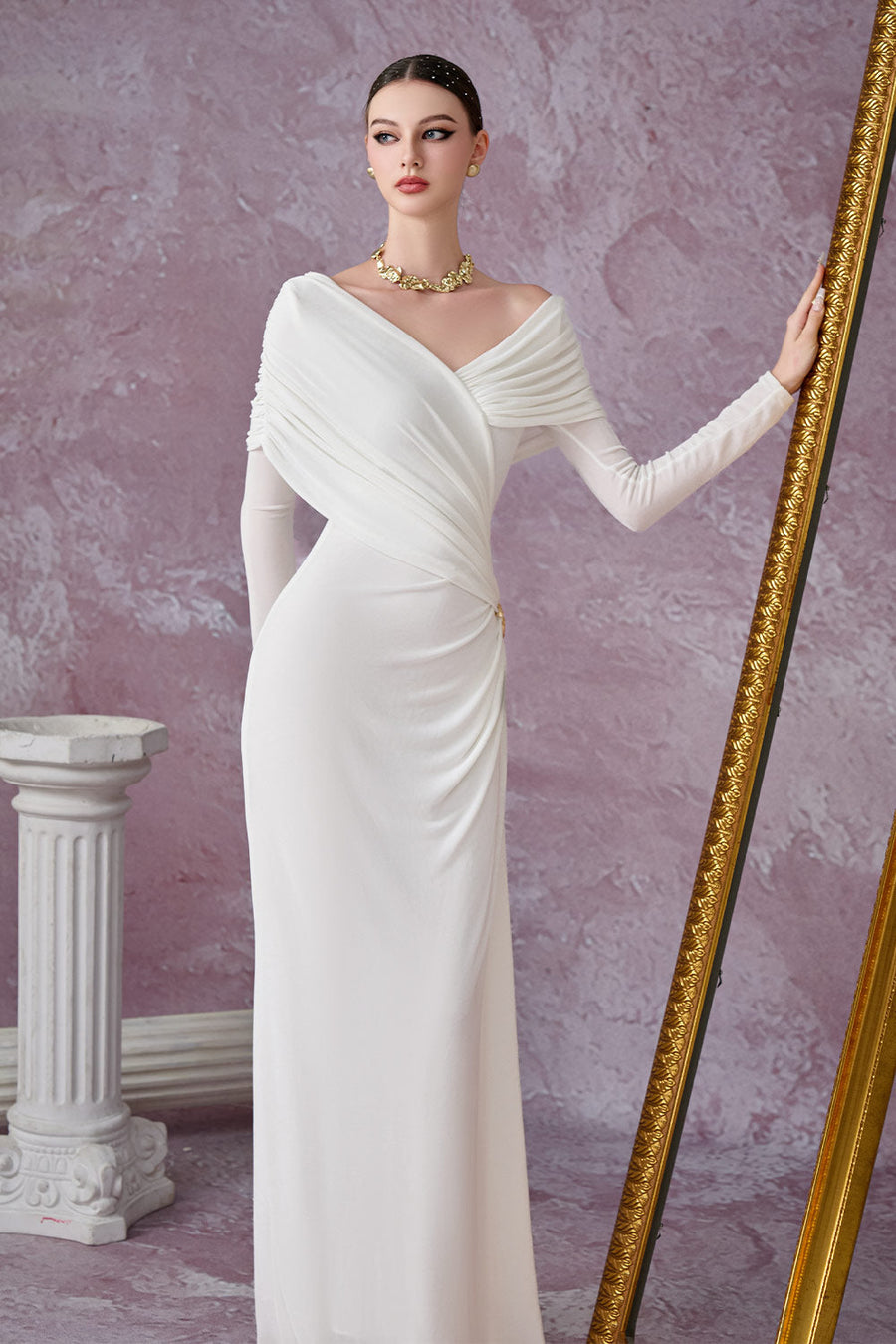 Aether Sheath Gathered Spandex Floor Length Dress Gown Dress Calista de Minh Thanh