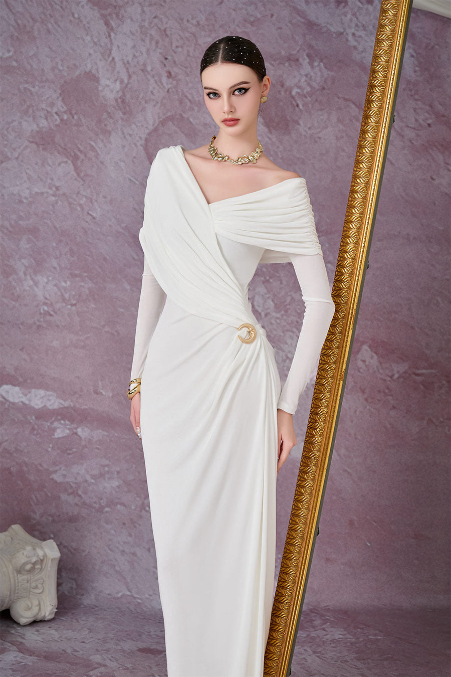 Aether Sheath Gathered Spandex Floor Length Dress Gown Dress Calista de Minh Thanh