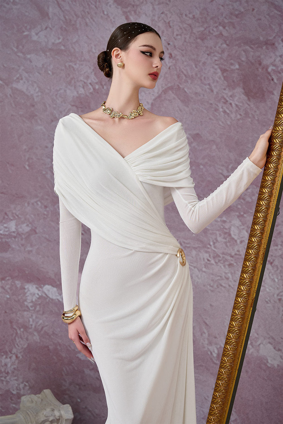 Aether Sheath Gathered Spandex Floor Length Dress Gown Dress Calista de Minh Thanh