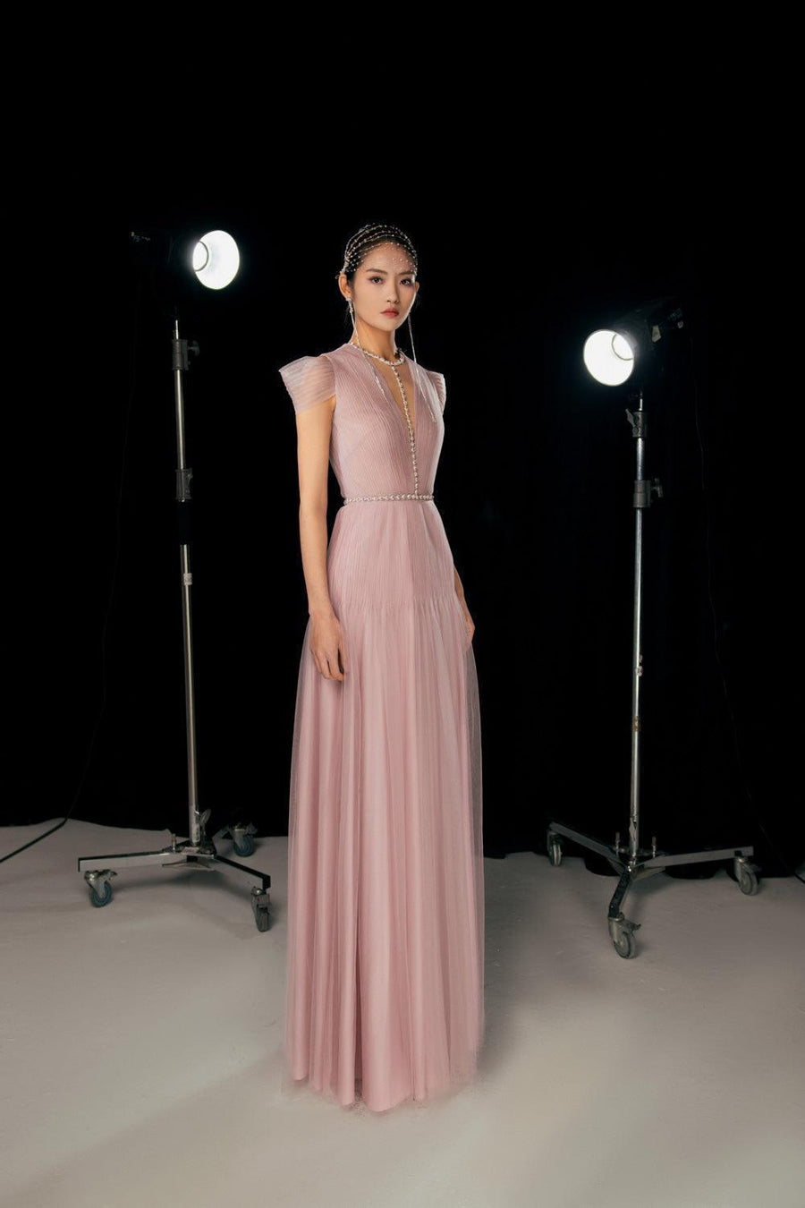 Calla A-line Pleated Chest Organza Floor Length Dress 13