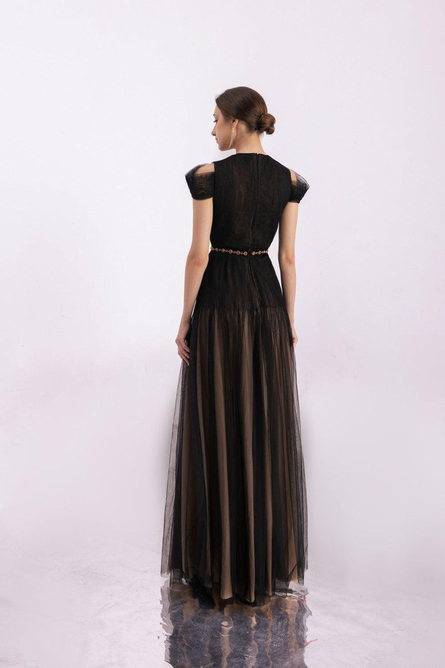 Calla A-line Pleated Chest Organza Floor Length Dress 7