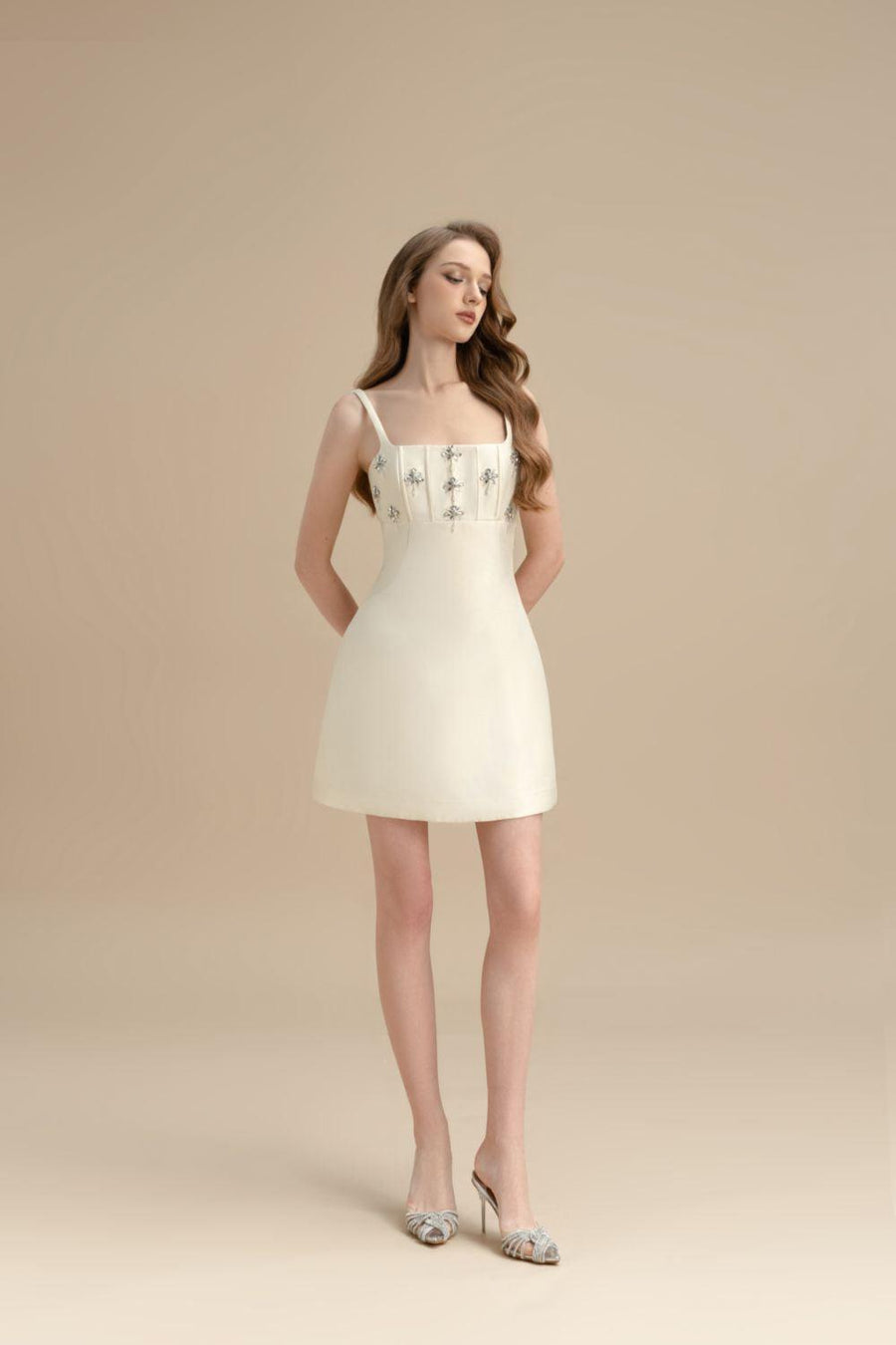 Calliope A-line Square Neck Taffeta Mini Dress Mini Dress LAMORIS