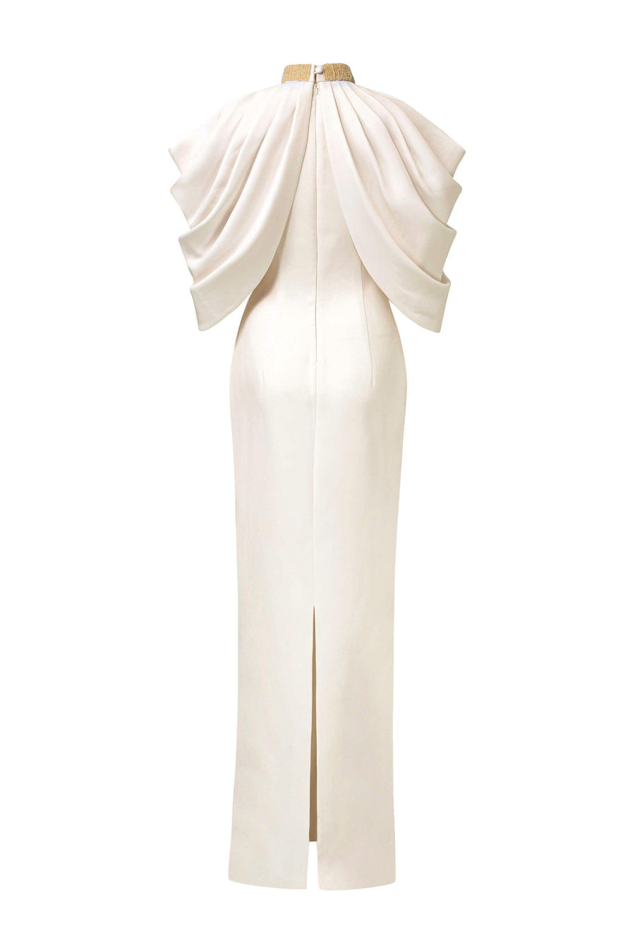 Calliope Sheath Cold Shoulder Sleeved Silk Floor Length Dress Gown Dress I.H.F Atelier