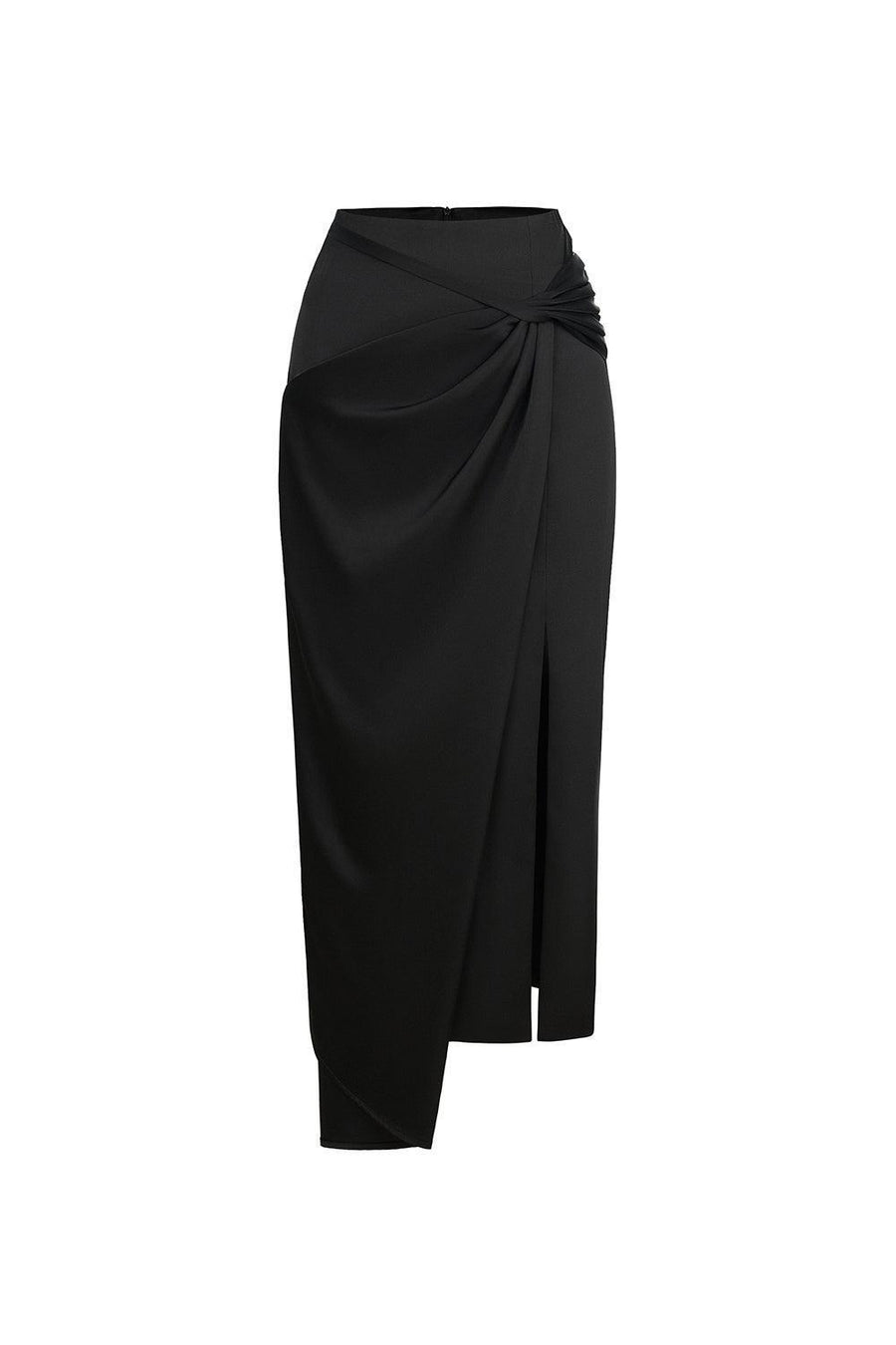 Camellia Asymmetric Twisted Silk Midi Skirt Skirt Eegen Studio