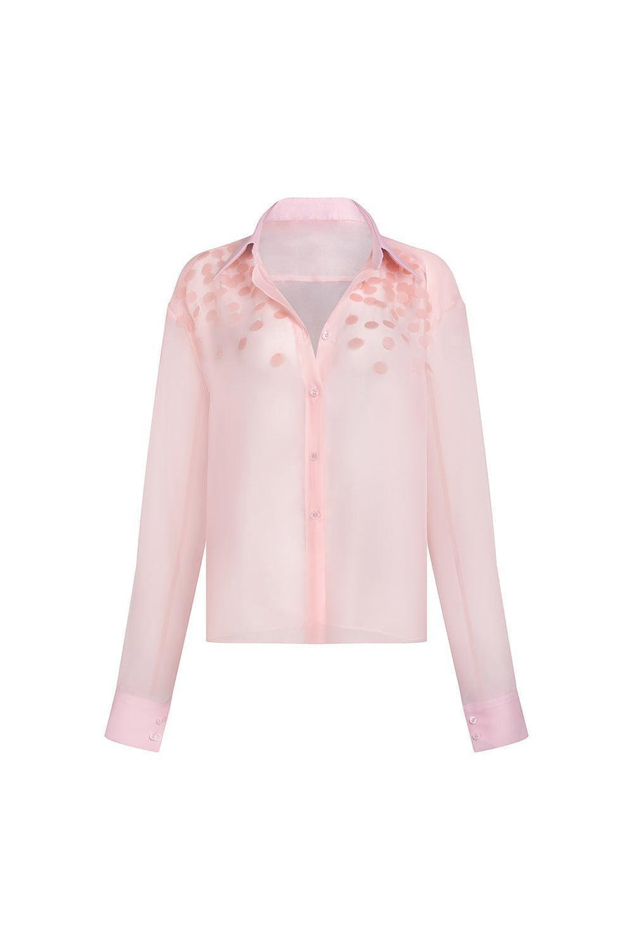 Camellia Straight Cuff Sleeved Chiffon Shirt Shirt LASSY