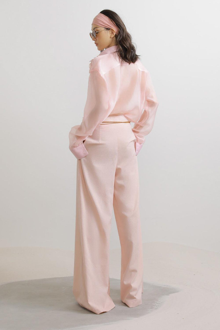 Camellia Straight Cuff Sleeved Chiffon Shirt Shirt LASSY