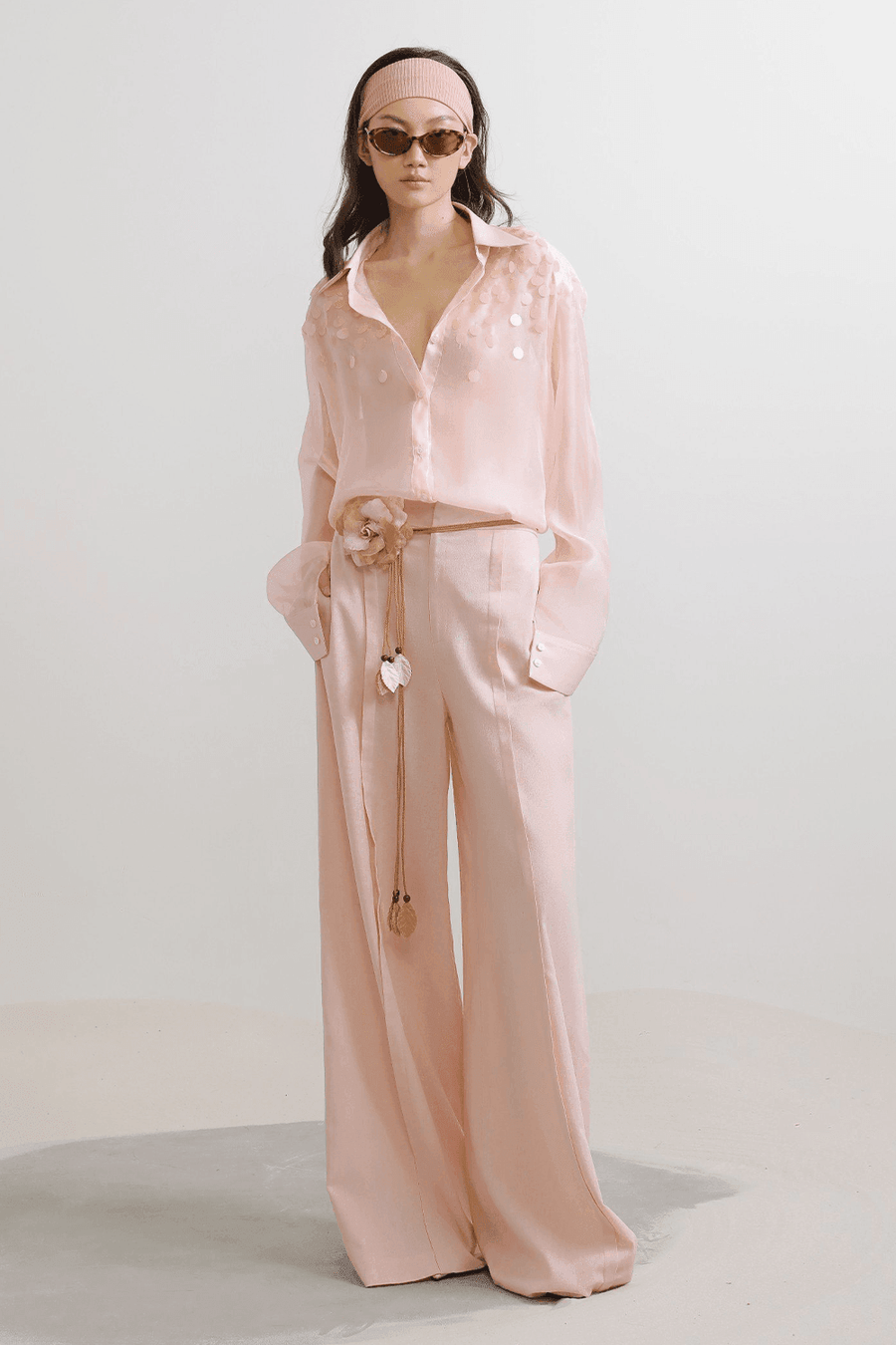 Camellia Straight Cuff Sleeved Chiffon Shirt Shirt LASSY
