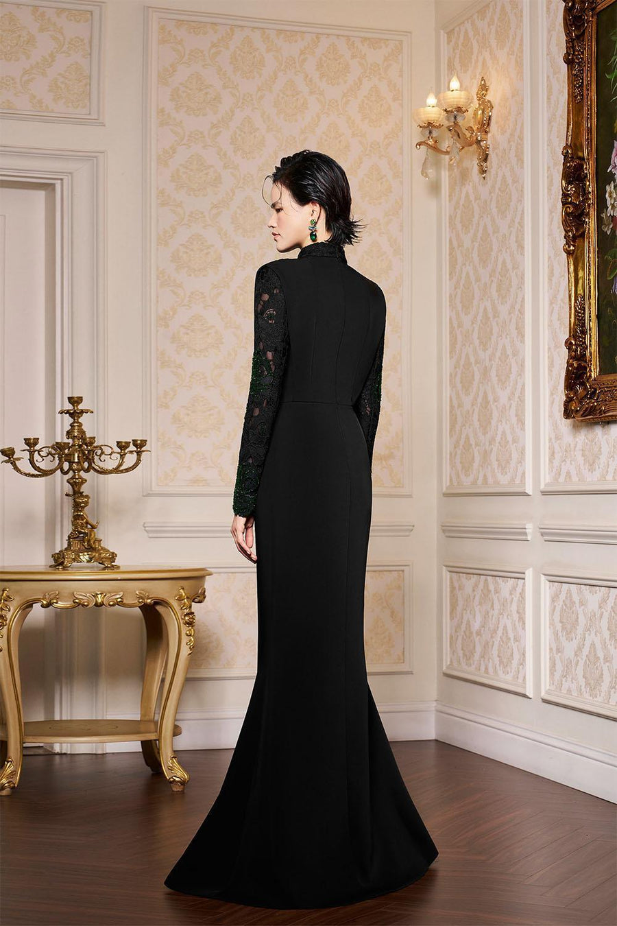Cameron Mermaid High Neck Crepe Floor Length Dress Gown Dress I.H.F Atelier