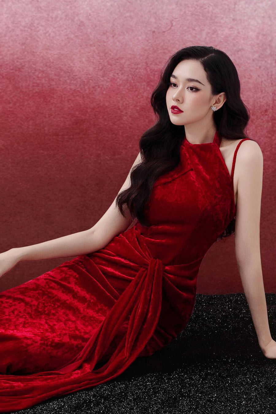 Canes Sheath Sleeveless Velvet Midi Dress Burgundy Midi Dress Delicate