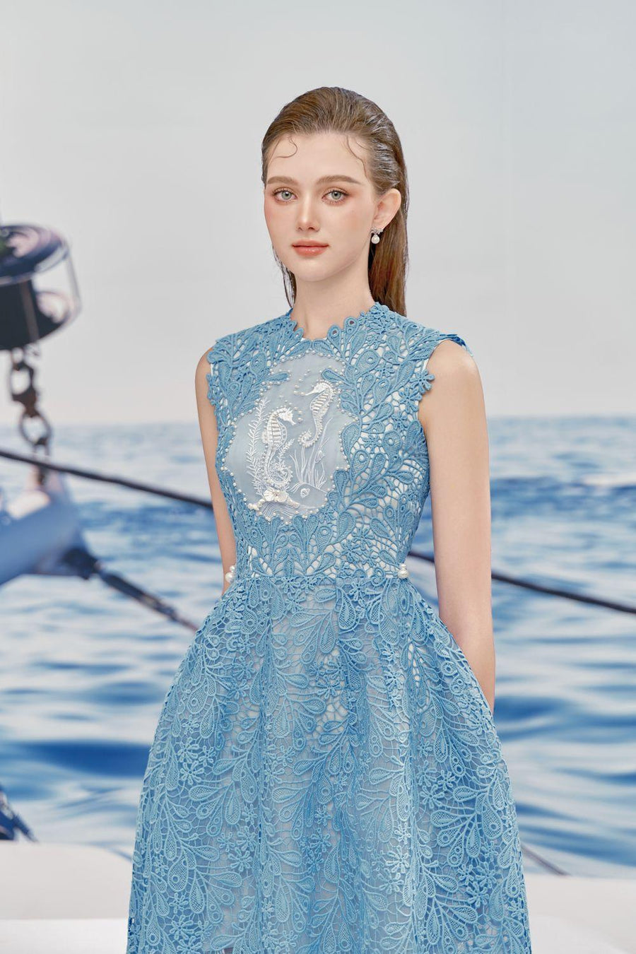 Cara A-line Sleeveless Lace Midi Dress Midi Dress Rosee de Matin