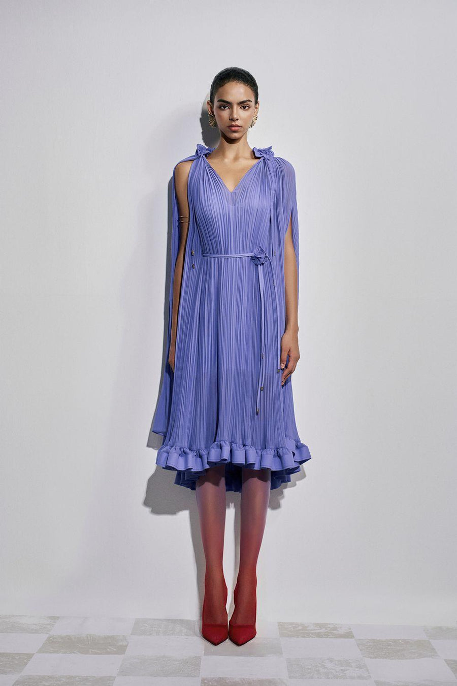 Carnation Drop Waist V-Neck Chiffon Midi Dress Midi Dress Maison des Copains