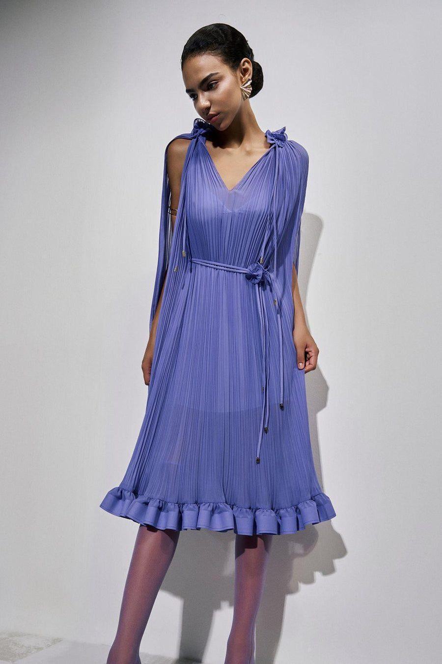 Carnation Drop Waist V-Neck Chiffon Midi Dress Midi Dress Maison des Copains
