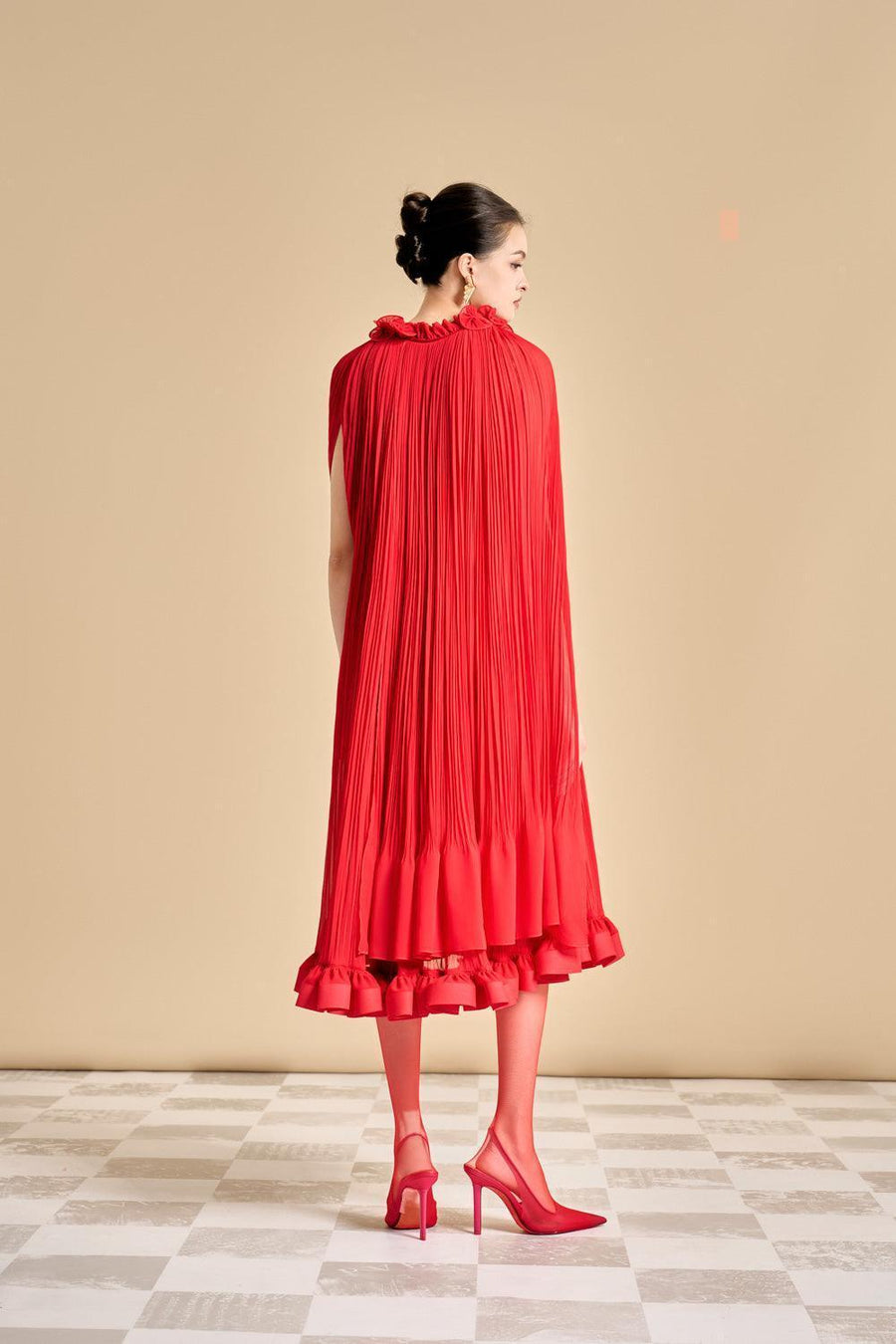 Carnation Drop Waist V-Neck Chiffon Midi Dress Midi Dress Maison des Copains