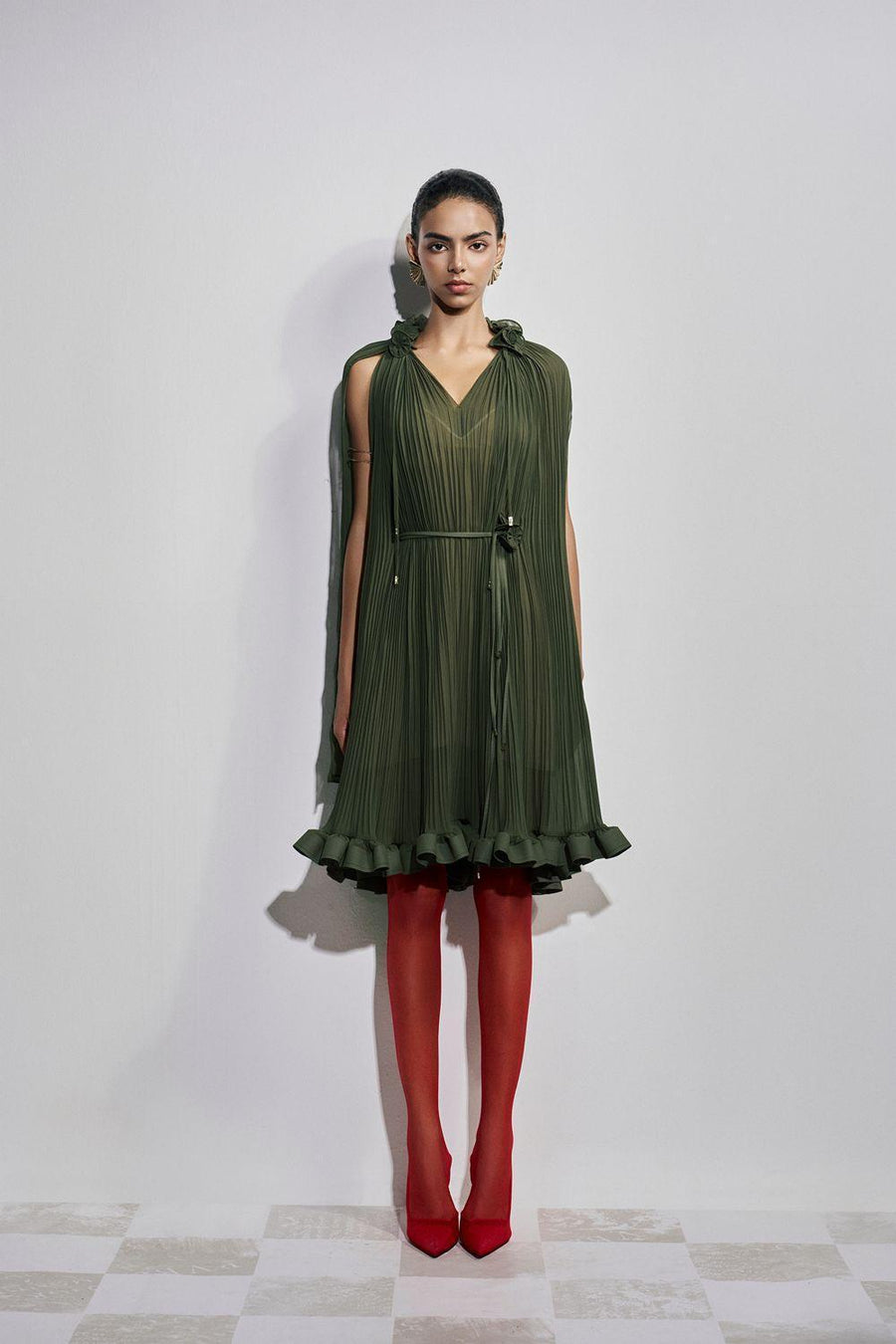 Carnation Drop Waist V-Neck Chiffon Midi Dress Midi Dress Maison des Copains
