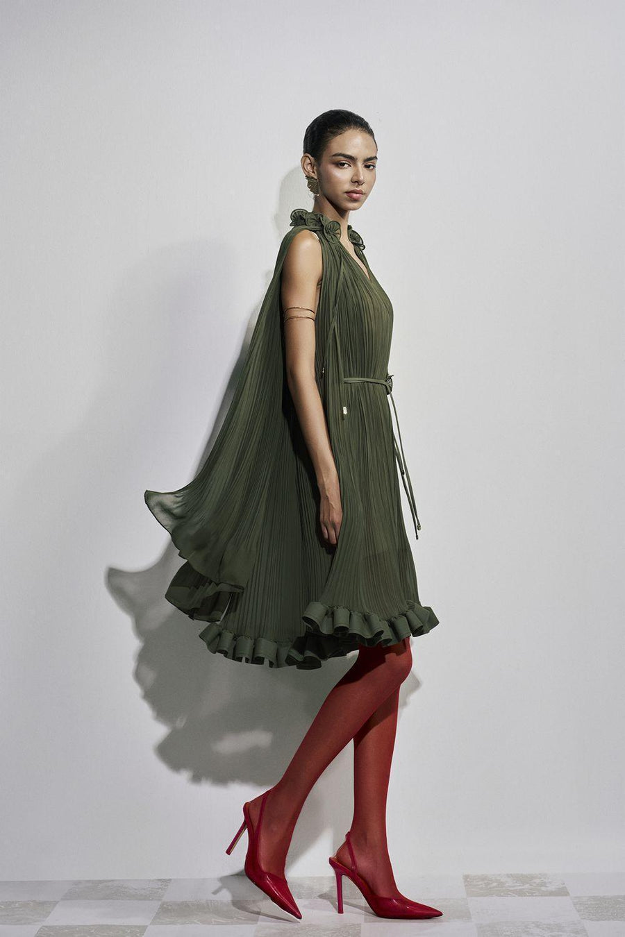 Carnation Drop Waist V-Neck Chiffon Midi Dress Midi Dress Maison des Copains