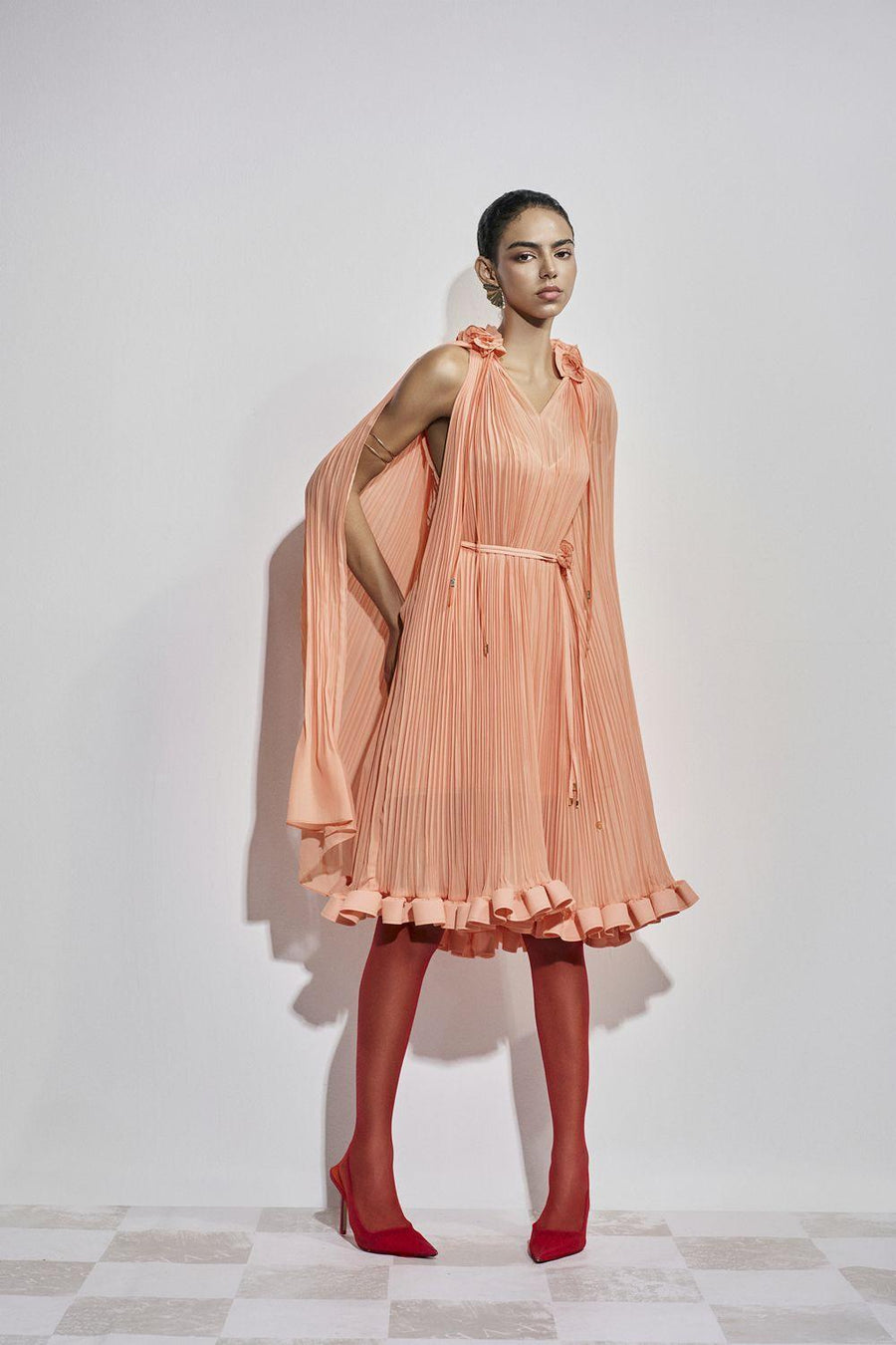 Carnation Drop Waist V-Neck Chiffon Midi Dress Midi Dress Maison des Copains