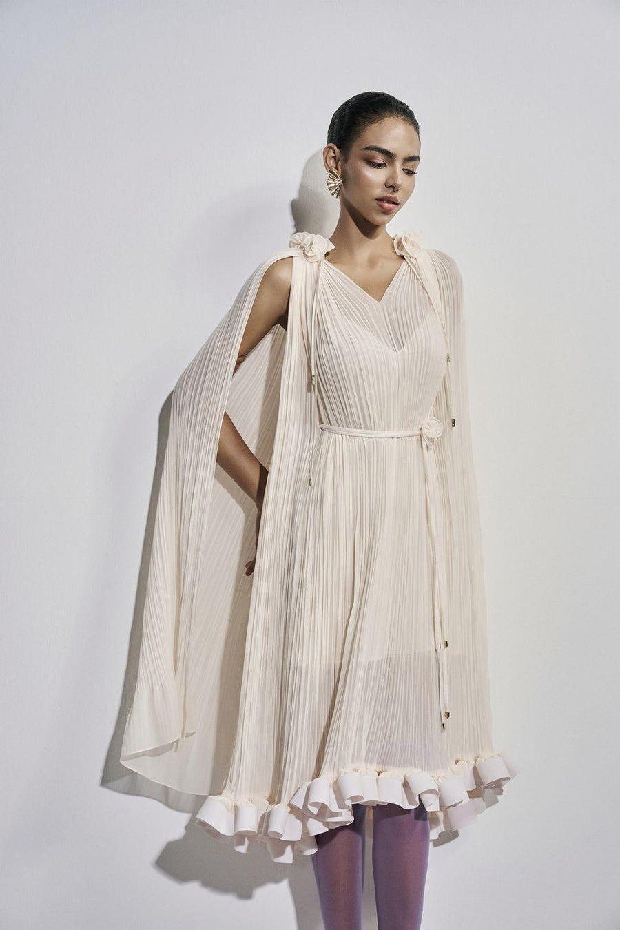Carnation Drop Waist V-Neck Chiffon Midi Dress Midi Dress Maison des Copains