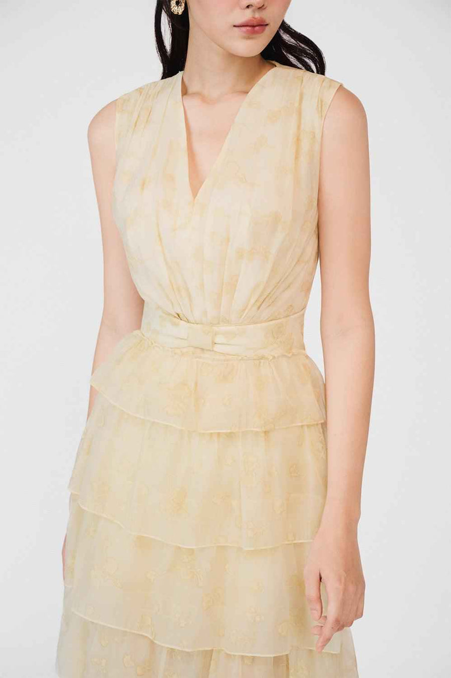 Carolina Layered Sleeveless Organza Midi Dress