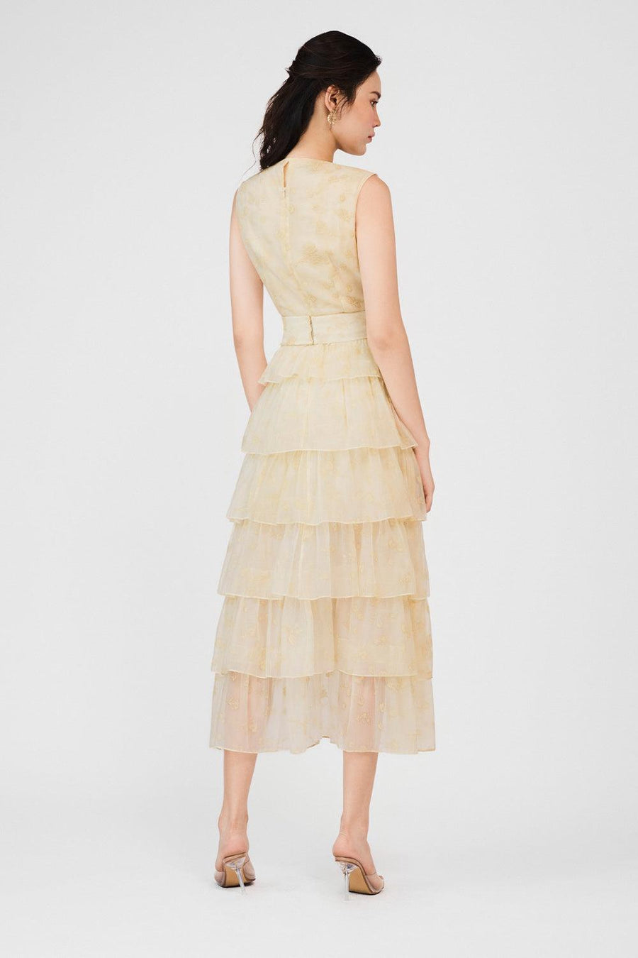 Carolina Layered Sleeveless Organza Midi Dress 4