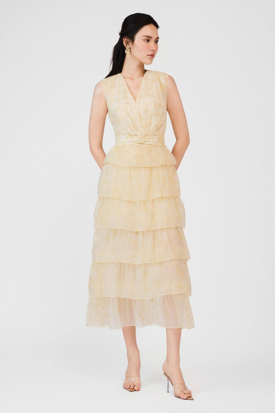 Carolina Layered Sleeveless Organza Midi Dress 5