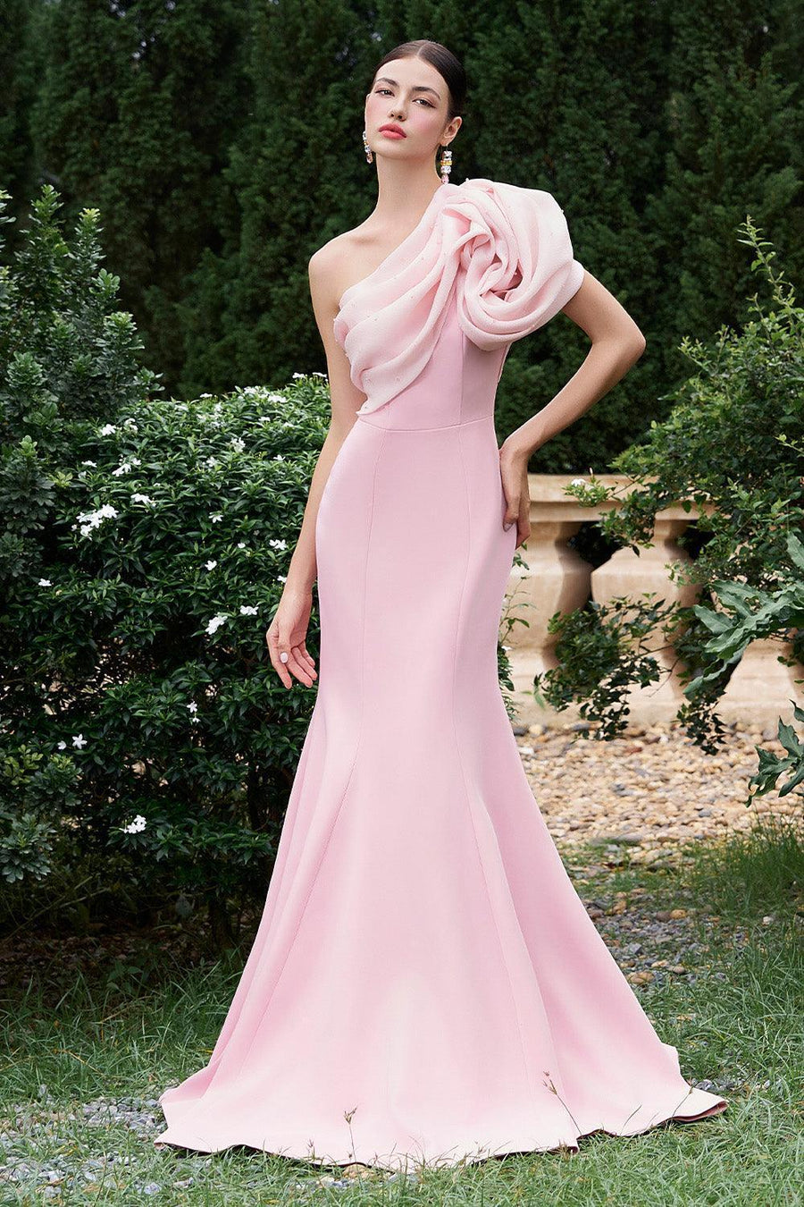 Carrillo Mermaid One Shoulder Silk Crepe Floor Length Dress Gown Dress I.H.F Atelier