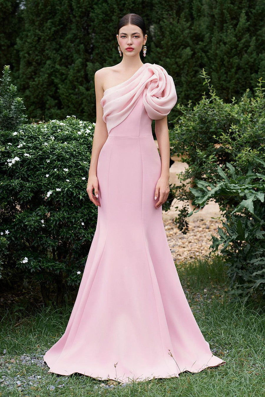 Carrillo Mermaid One Shoulder Silk Crepe Floor Length Dress Gown Dress I.H.F Atelier