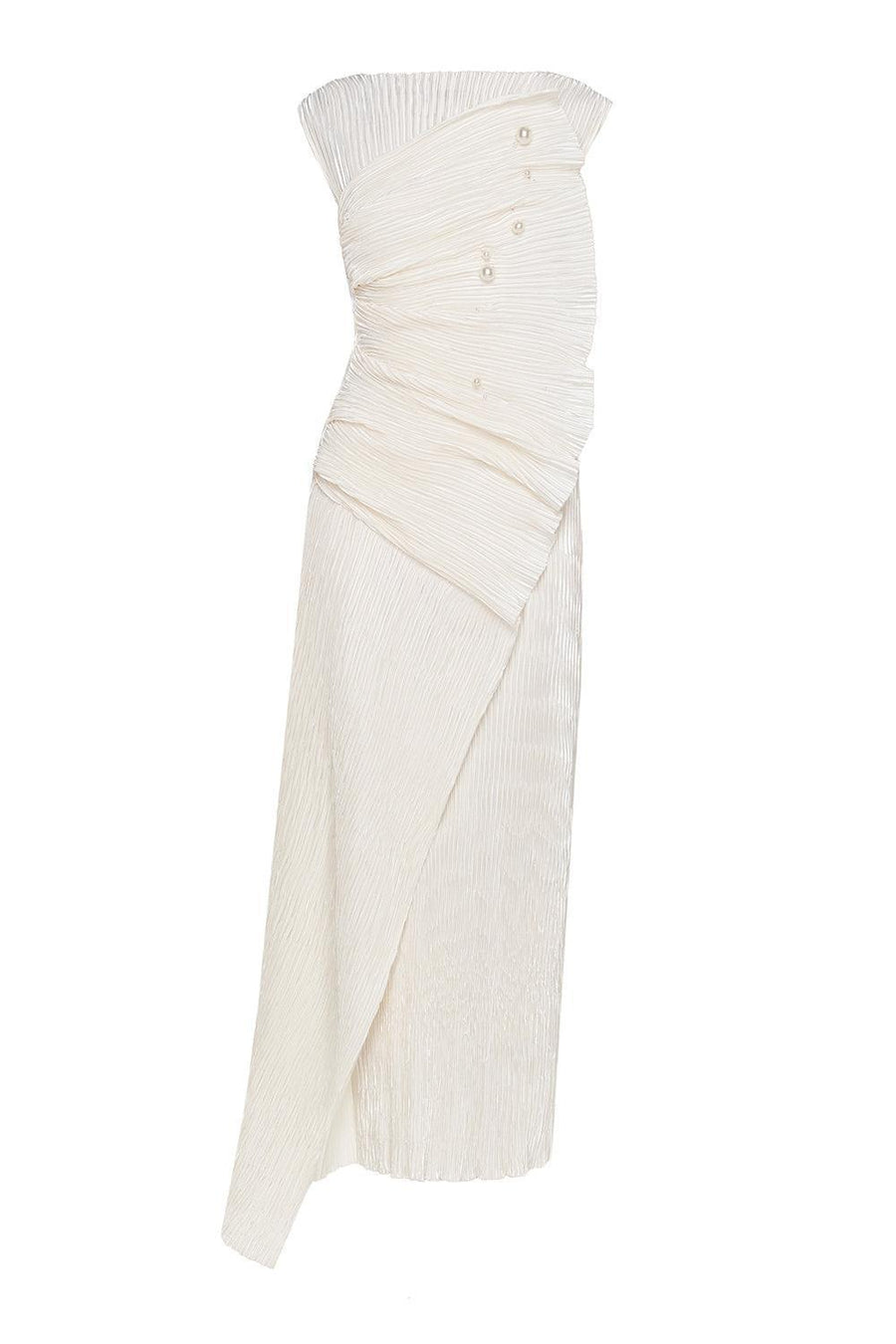 Casey Sheath Extended Flap Duchess Satin Ankle Length Dress Maxi Dress Lecia RTW