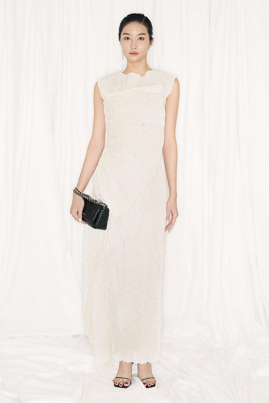 Casey Sheath Extended Flap Duchess Satin Ankle Length Dress Maxi Dress Lecia RTW