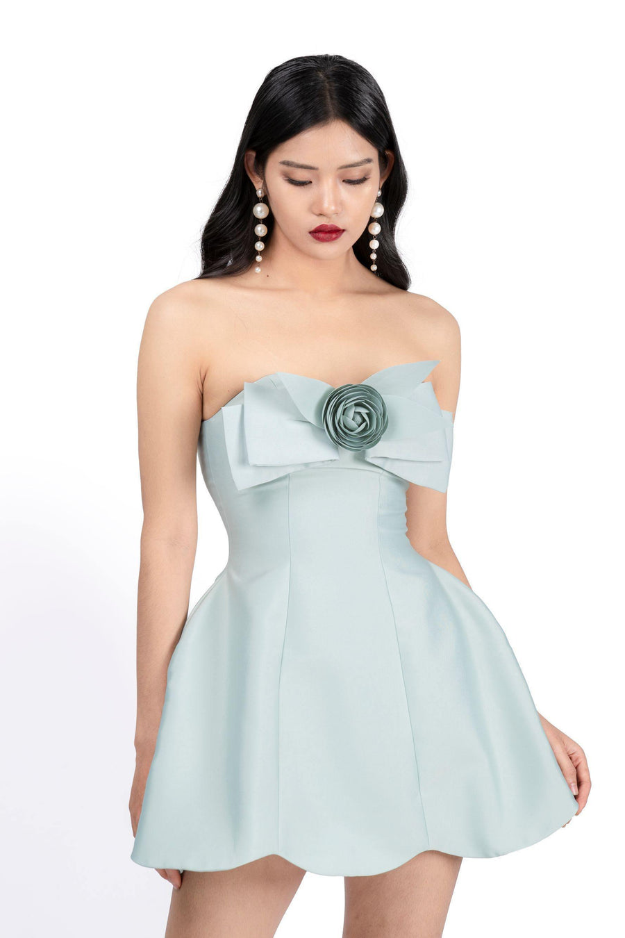 Castle Strapless Draped Taffeta Mini Dress 5