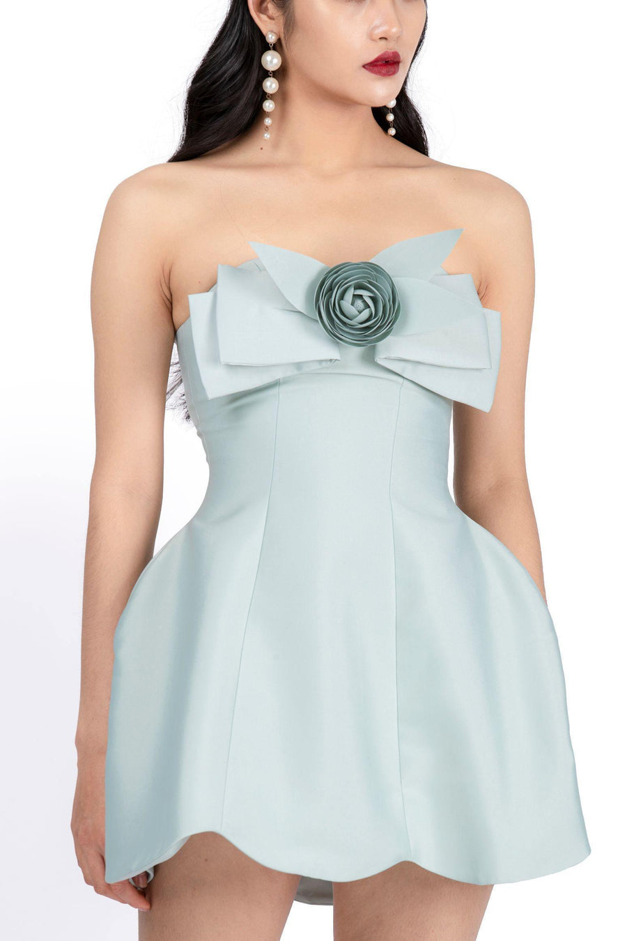 Castle Strapless Draped Taffeta Mini Dress 6