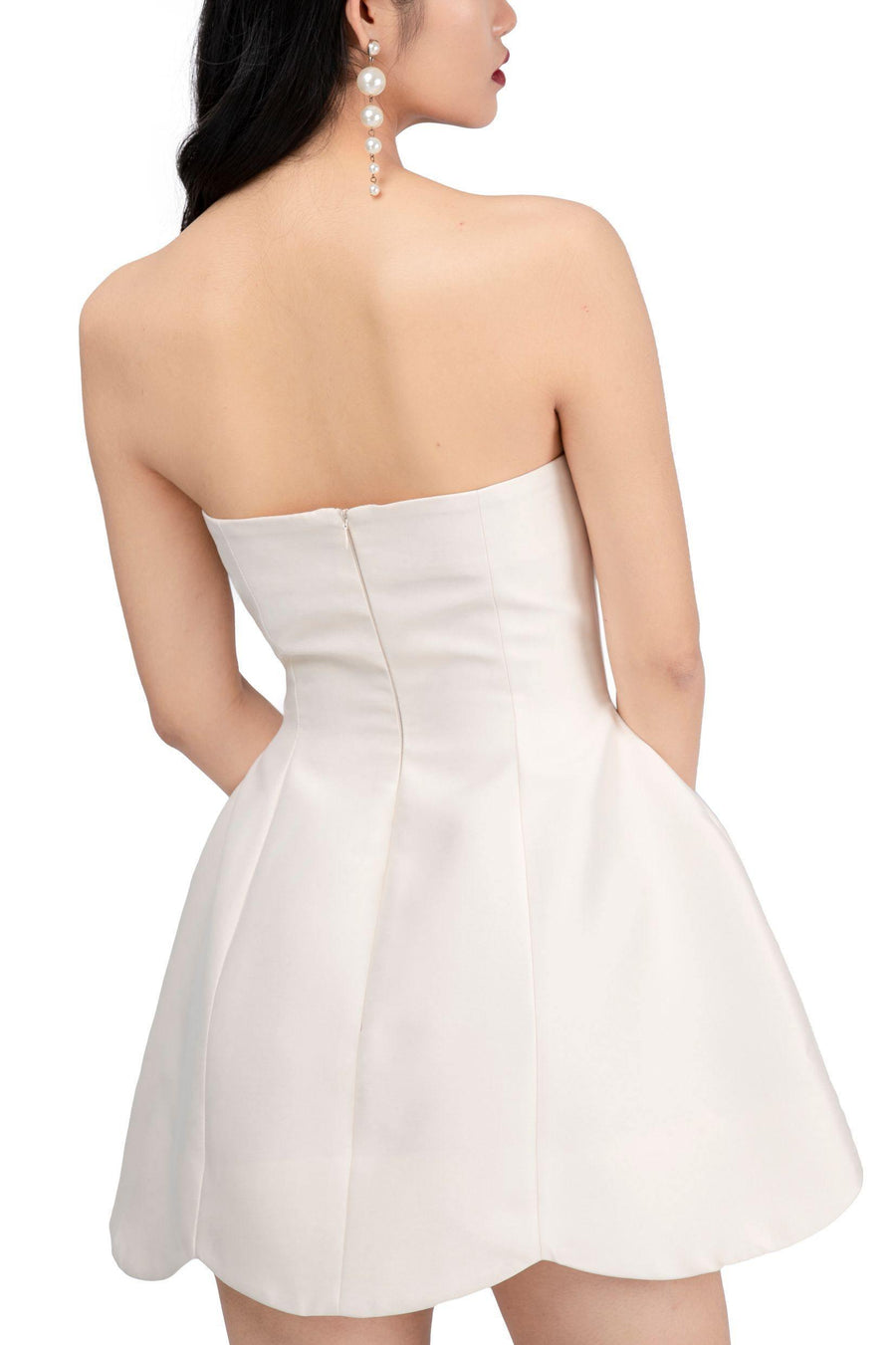 Castle Strapless Draped Taffeta Mini Dress 7