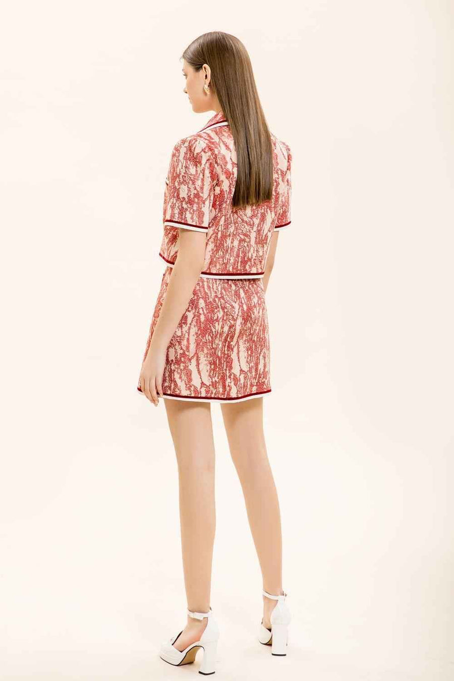 Caterina A-line Patch Pocket Taffeta Mini Skirt