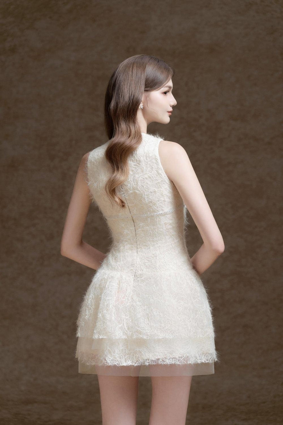 Catina Layered Jewel Neck Lace Mini Dress Mini Dress Delicate