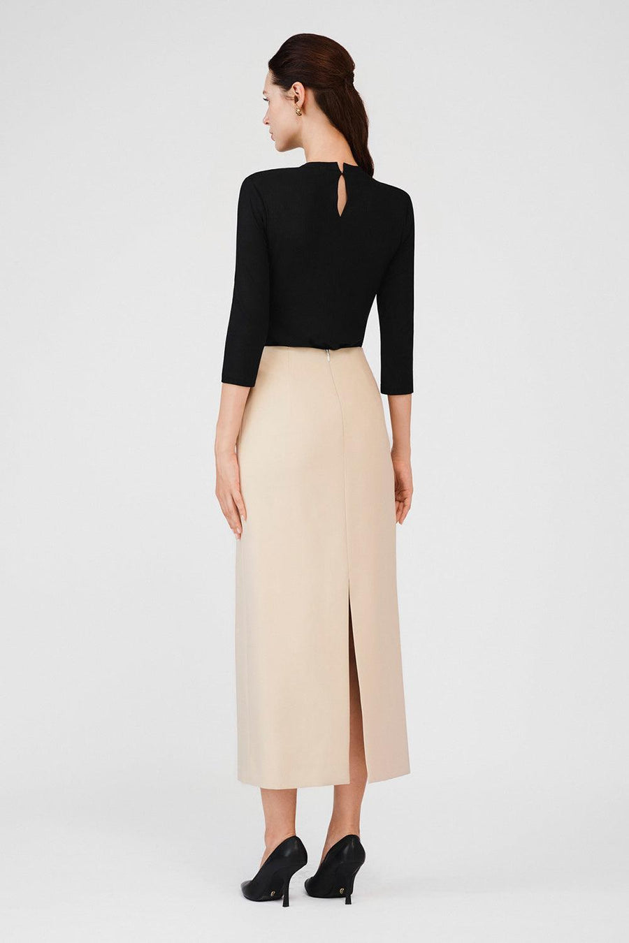 Cecelia Wrap Double Breasted Khaki Midi Skirt 3