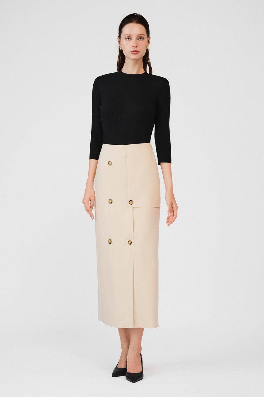 Cecelia Wrap Double Breasted Khaki Midi Skirt 5