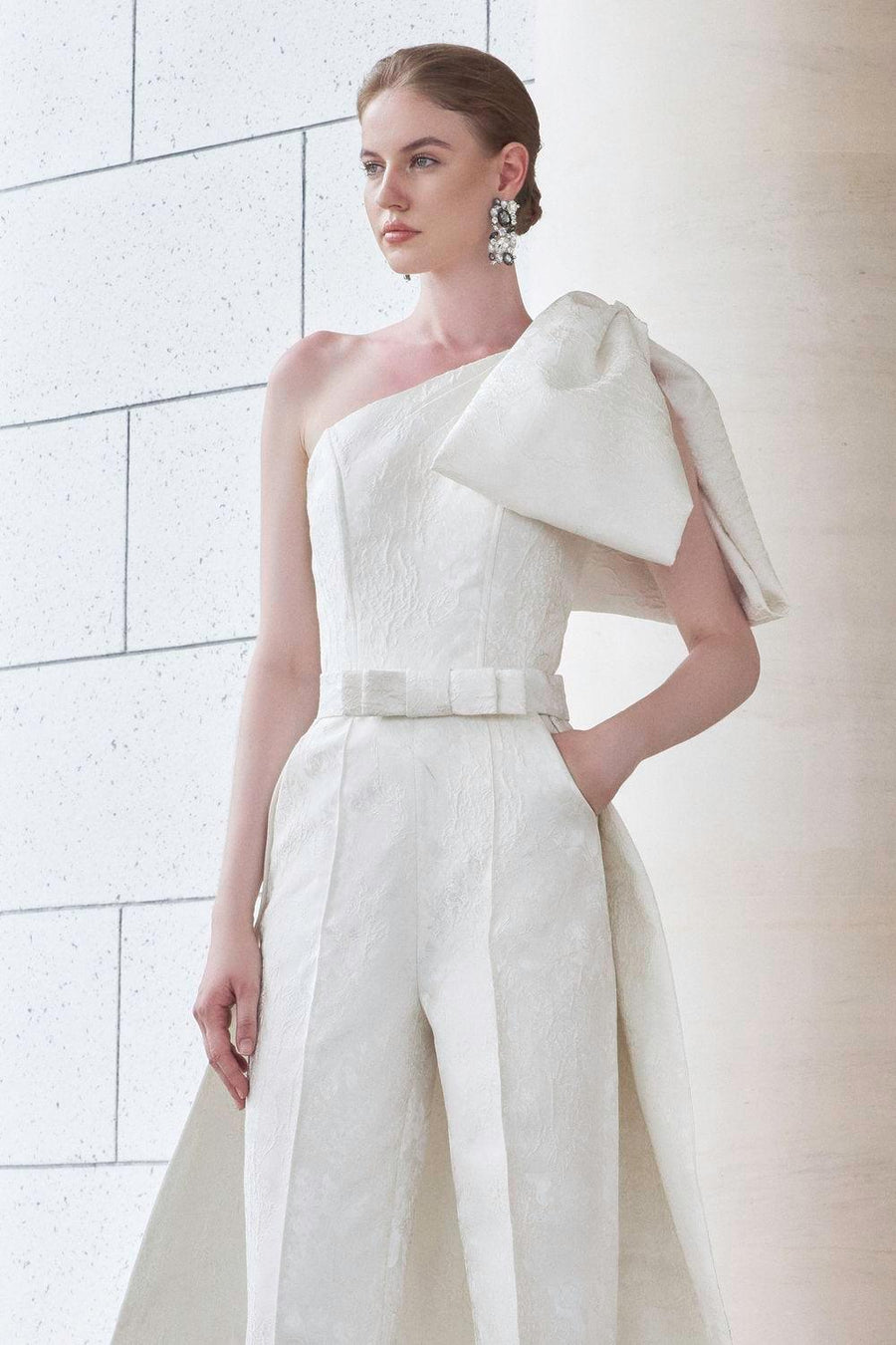 Celeste Straight One Shoulder Jacquard Floor Length Jumpsuit Jumpsuit I.H.F Atelier