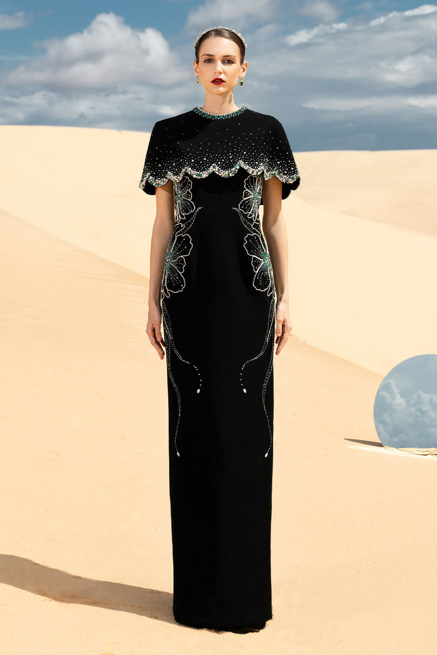 Analisa Cape Sleeveless Velvet Satin Maxi Set Set CHANCOS