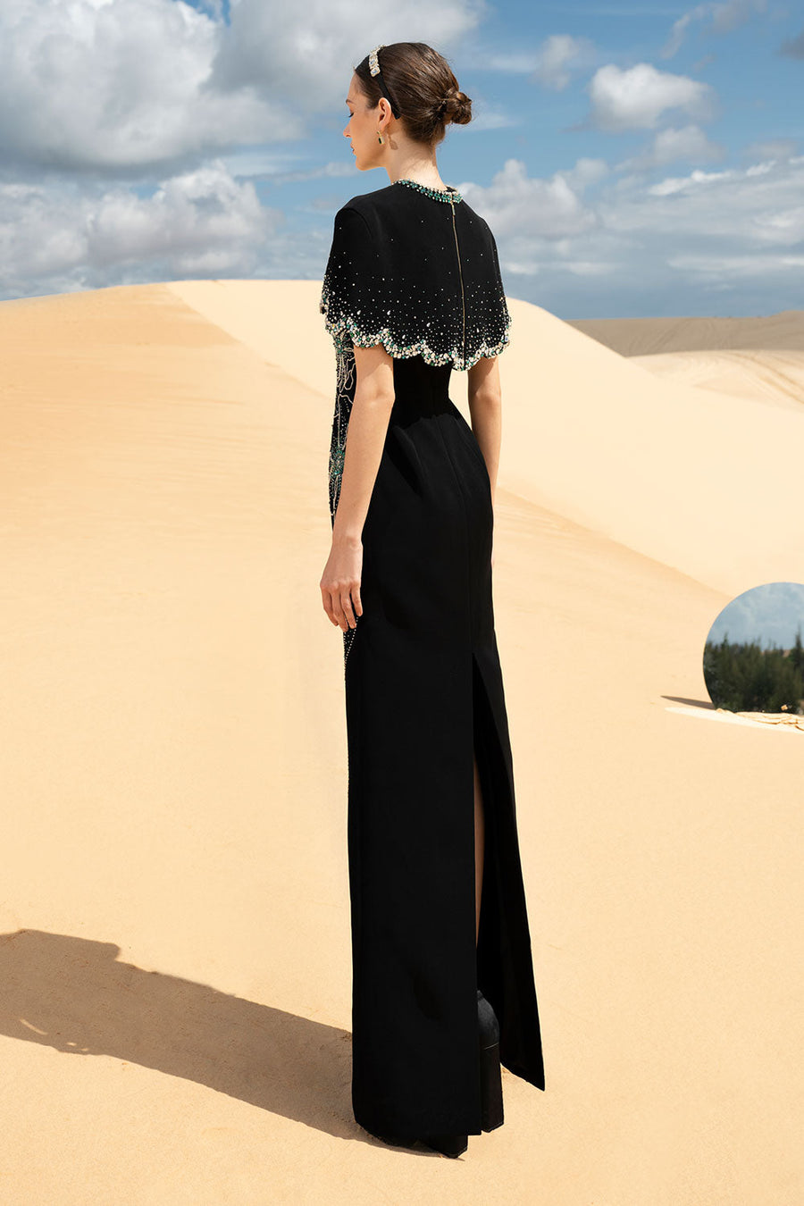 Analisa Cape Sleeveless Velvet Satin Maxi Set Set CHANCOS